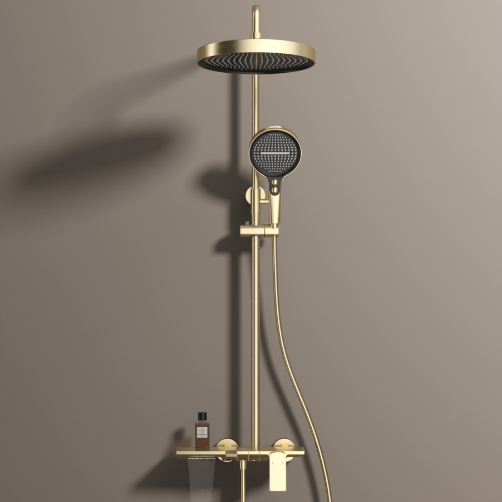 Cross-border all-copper shower set, gun gray and milk white shower head for home use, hotel and guesthouse engineering, lifting pole shower head manufacturer Application Scenario