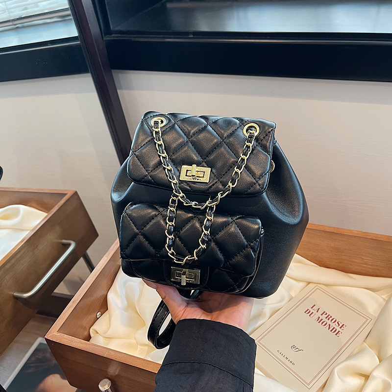 Xiaoxiangfeng diamond-shaped chain backpack for women 2024 New style, fashionable and simple student bag, high-end and versatile single-shoulder bag Specification drawing