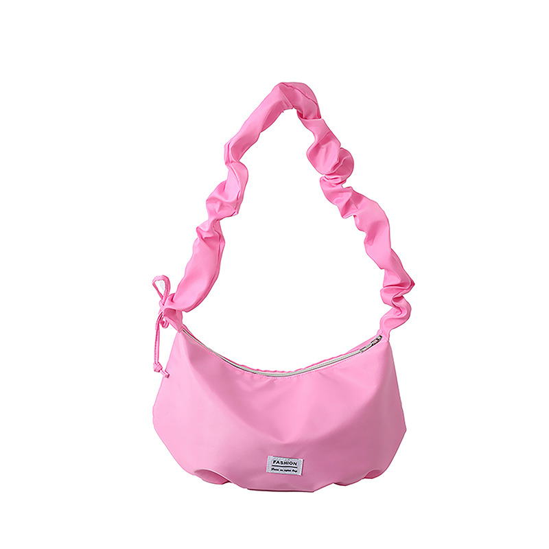 A new dopamine-colored trendy and fashionable single-shoulder crossbody bag for women with pleated commuter bags in Spring/Summer 2025 Item Picture