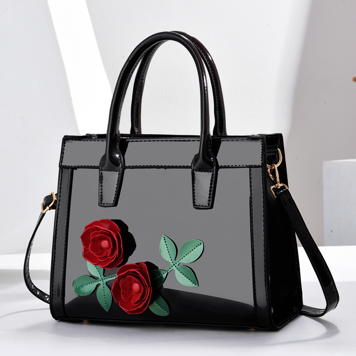 New Women's 2025 new patent leather fashionable handbag, elegant middle-aged mom bag, high-end women's crossbody bag full figure