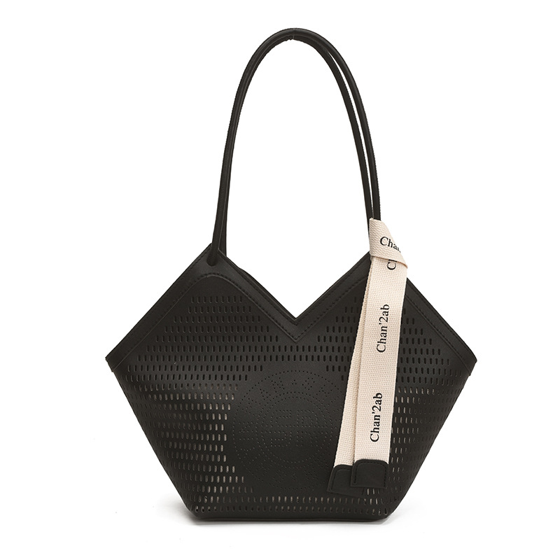 Women's bag 2025 New high appearance level tote bag, large capacity underarm bag, versatile hollowed-out single-shoulder bag, patchwork handbag Item Picture