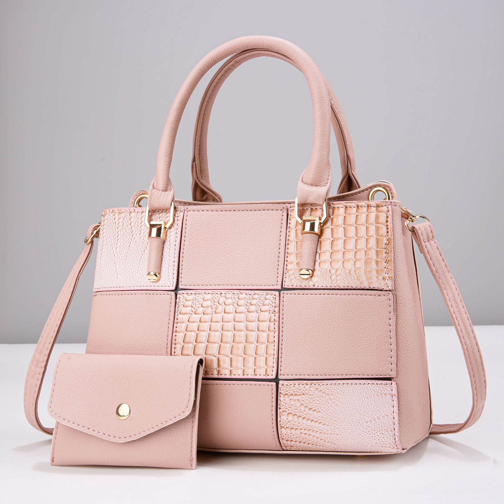 Two-piece set of patchwork square versatile mother and child handbag, fashionable women's bag, new style, Korean-style trendy single-shoulder crossbody bag Application Scenario