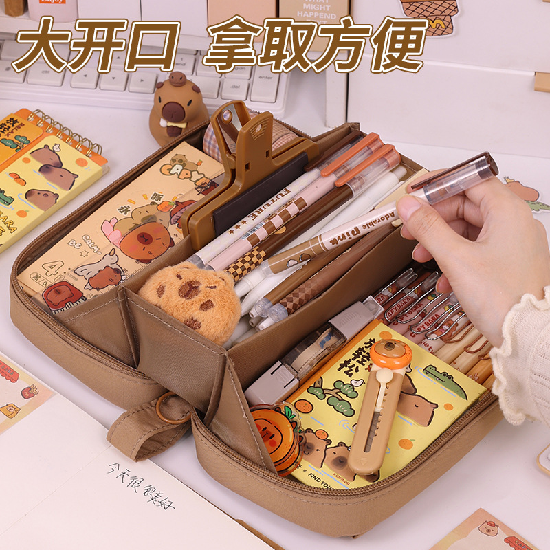 Cross-border volcano flip cover pencil case, large capacity, high appearance level, boys, girls, primary and secondary school students, children's stationery box, pencil case details Picture