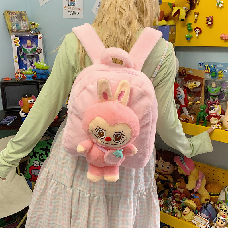 New Japanese Katong Pop Mart children's backpack, girlish class backpack, three-dimensional plush doll, cross-border Application Scenario