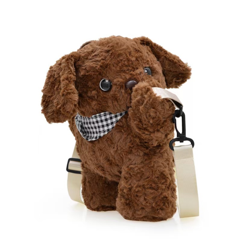 Japanese-style Instagram cute plush kindergarten puppy crossbody bag, soft and adorable girl cartoon puppy doll single-shoulder bag Item Picture