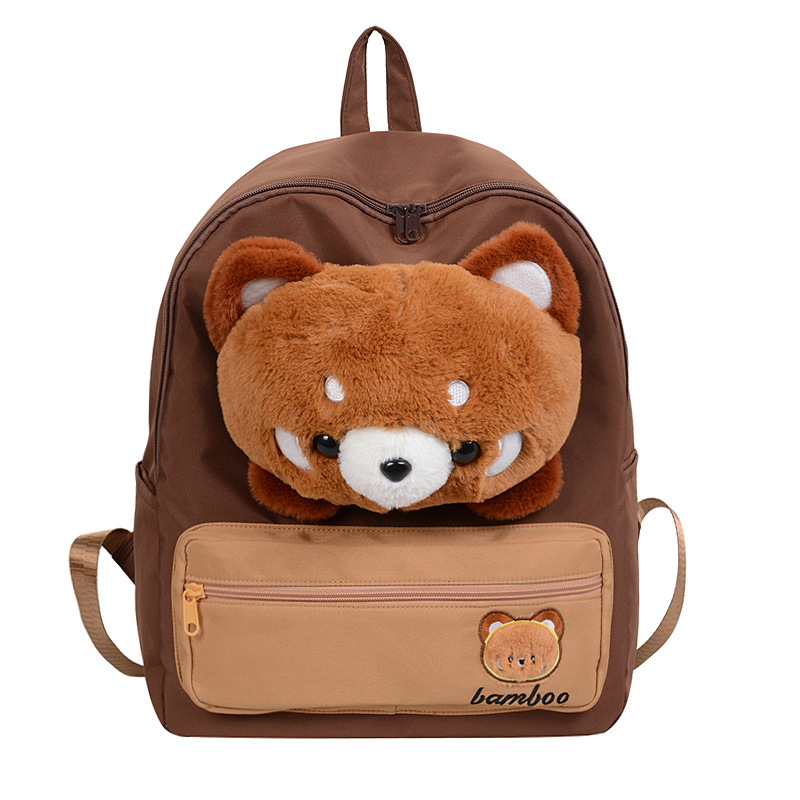 The new cartoon bear canvas backpack is cute and has a large capacity. It's a student class backpack with a girlish heart and a little lamb style Item Picture