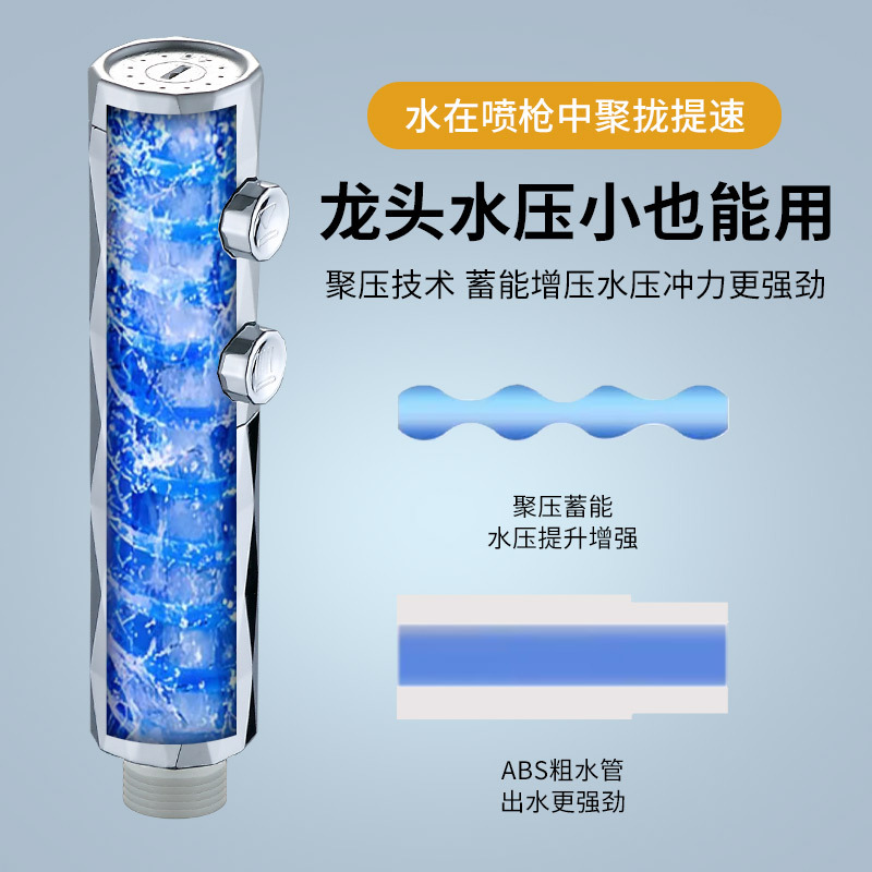 Cross-border modern style pressurized shower head, shower heater, pressurized faucet for bathing, high-pressure rain shower gun details Picture
