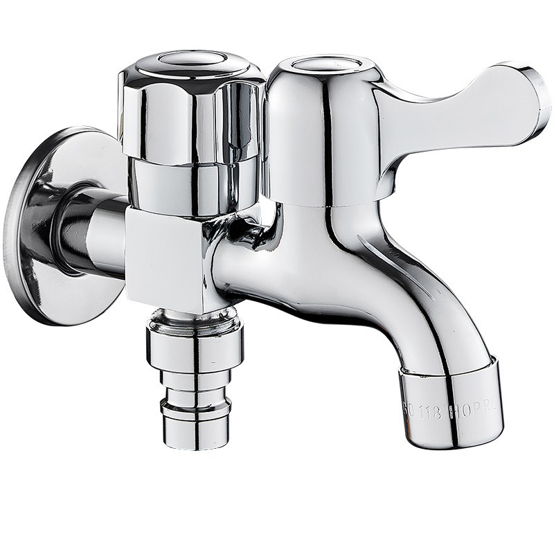 Washing machine faucet with one split and two connectors, one inlet and two outlets, three-way, dual-head, multi-functional, dual-water outlet for household use Item Picture