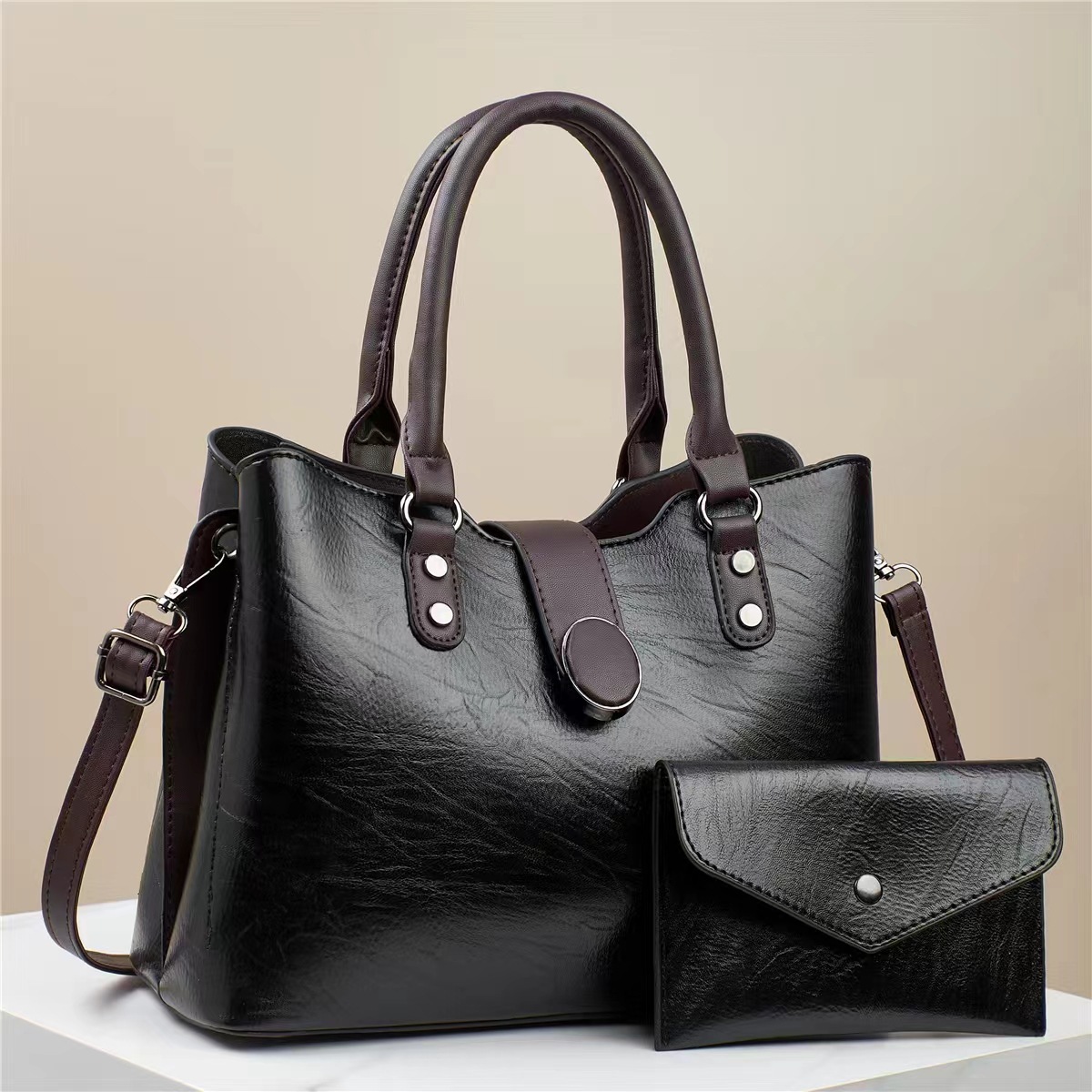 Retro handbag with Korean-style texture, single-shoulder smooth, crossbody bag for women, produced by a manufacturer for export, a new and fashionable model for women in 2024 Specification drawing