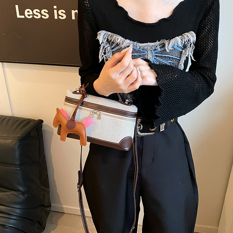Canvas box bag for women, 2024 new style, fashionable and trendy handbag, casual and versatile crossbody single-shoulder bag Application Scenario
