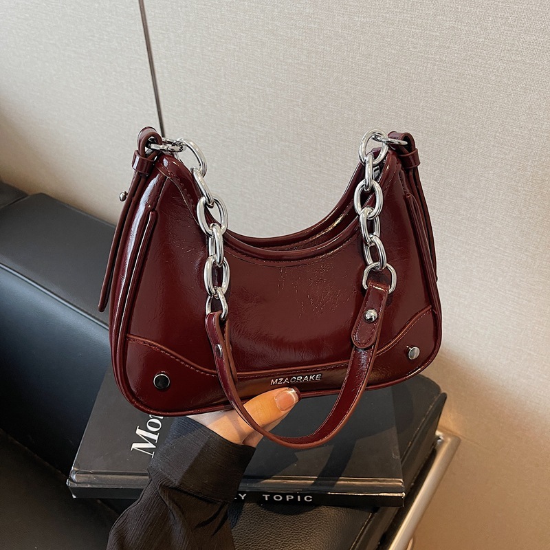 Retro glossy small bag for women, 2024 new style single-shoulder underarm bag, high-end texture, casual and versatile crossbody small square bag Specification drawing