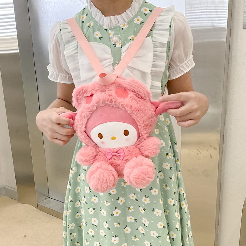 Cute cartoon Kuromi Melody doll bag, girlish double backpack, adult and children's backpack manufacturer wholesale Specification drawing
