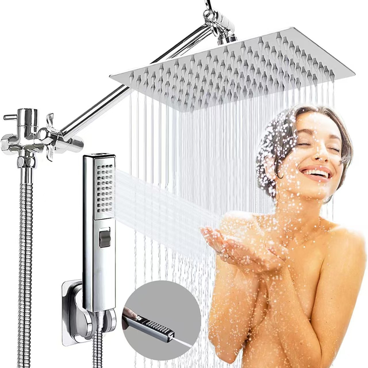 Cross-border Amazon pressurized shower head set, 8-inch and 10-inch top shower head combination, household rain shower head full figure