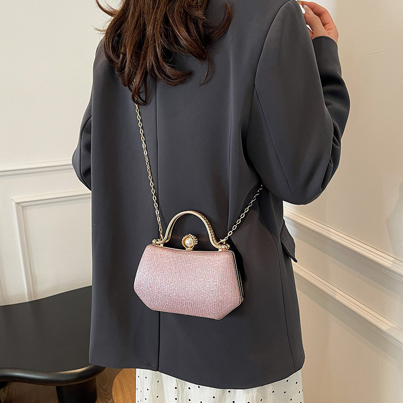 Cross-border European and American fashion dinner chain crossbody bag, high-quality women's bag, shiny single-shoulder crossbody bag, cross-border trend details Picture