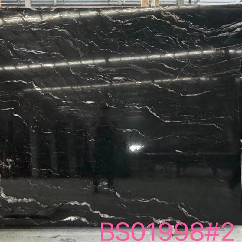 Cosmic black natural marble countertop, luxury stone irregular-shaped dining table top, custom-ordered villa step plate threshold stone Application Scenario