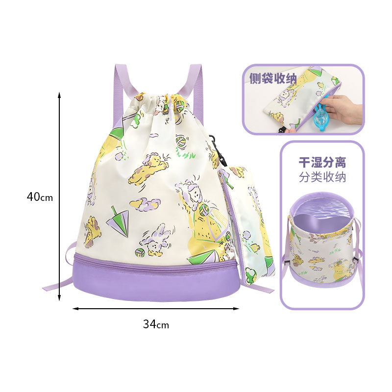 Patterned cartoon children's swimming bag, backpack with shoes, pool swimming bag, outdoor dry and wet separation backpack, waterproof swimming goggles bag Item Picture