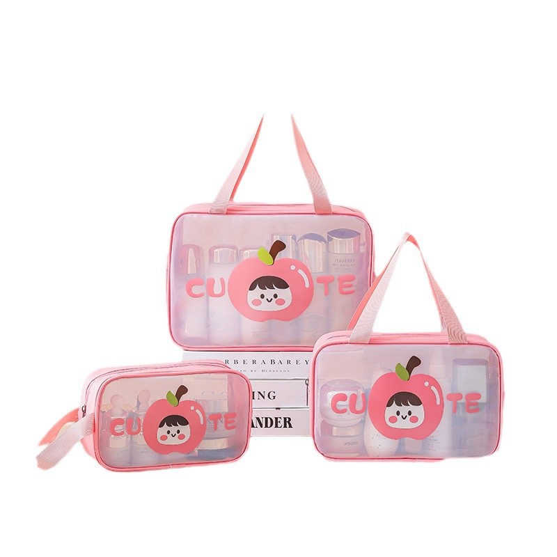 Fruit pie transparent cosmetic bag, large-capacity portable toiletry bag, visual cute storage bag, PU waterproof toiletry bag Item Picture