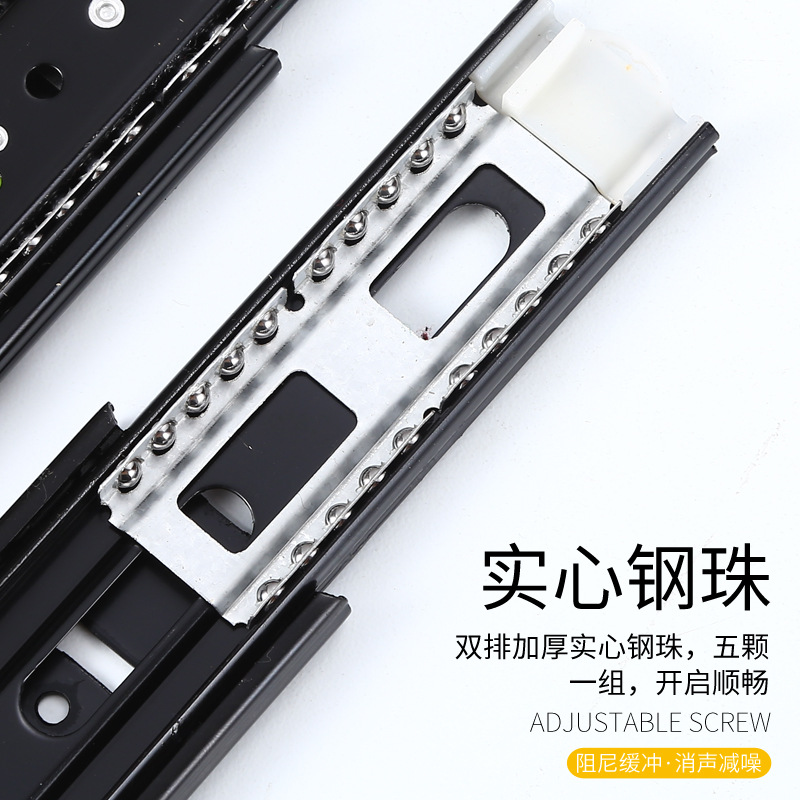 Wholesale 4515 double spring three-section buffer damping slide rail, three-fold silent steel ball thickened drawer guide rail from the manufacturer Application Scenario