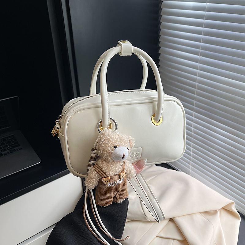 Korean-style chic retro oil wax texture underarm bag, large-capacity single-shoulder bag, handbag, Boston pillow bag, women's bag full figure