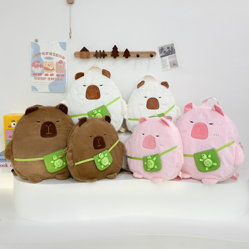 The new cartoon plush and cute Capibara backpack is a large-capacity schoolbag that Japanese girls love full figure