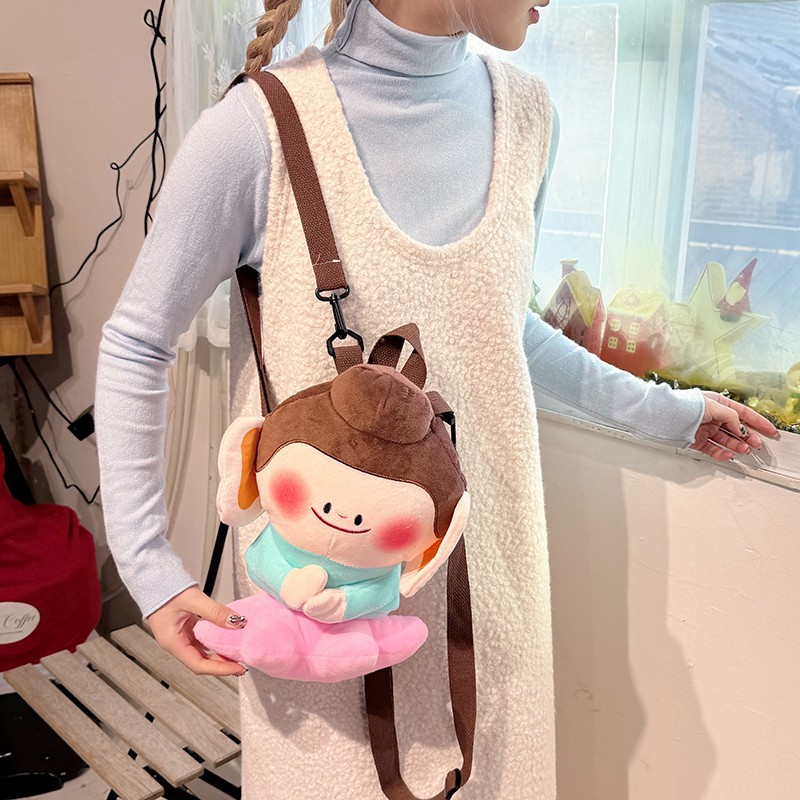 Buddha Little Companion Lotus Little Buddha Cute and Healing doll backpack, well-folded Buddha Worship Backpack, cute plush small backpack details Picture