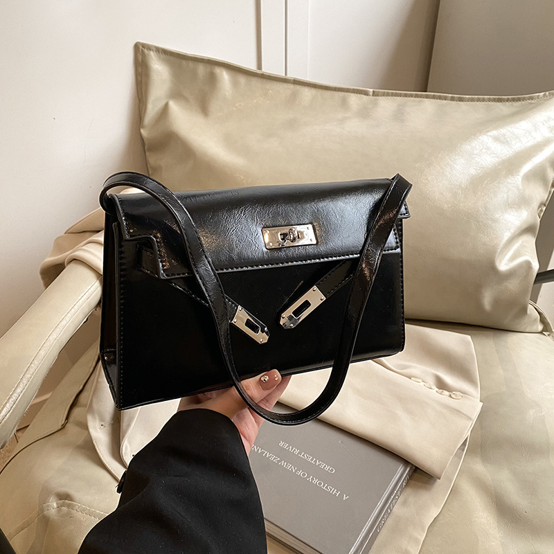 Simple and elegant underarm bag, retro Korean Kelly bag for women, 2025 new style, versatile single-shoulder crossbody bag for commuting Specification drawing