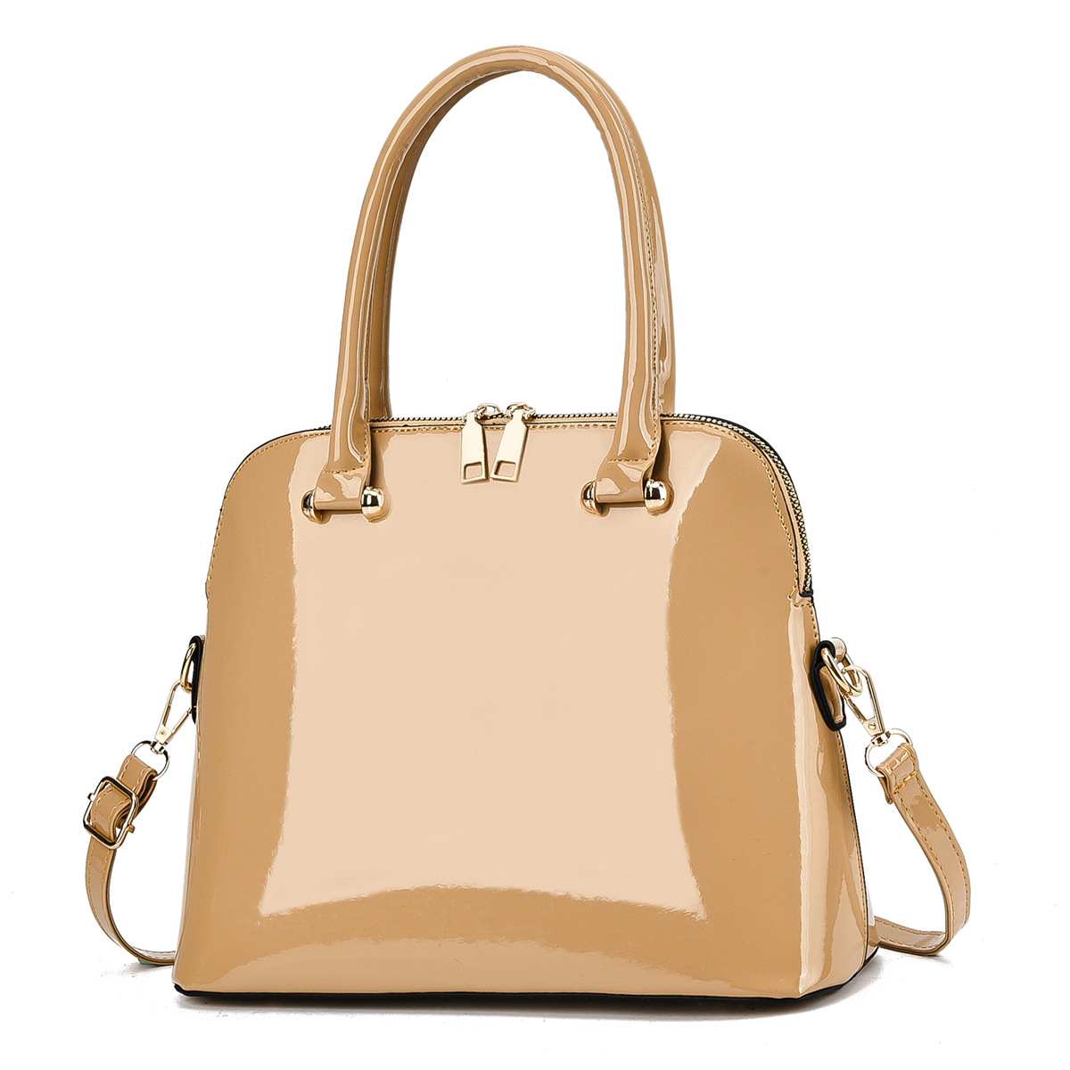 2025 New trendy ladies' handbag, fashionable shiny leather women's bag, hand-held bag, single-shoulder crossbody bag, versatile shiny leather bag details Picture