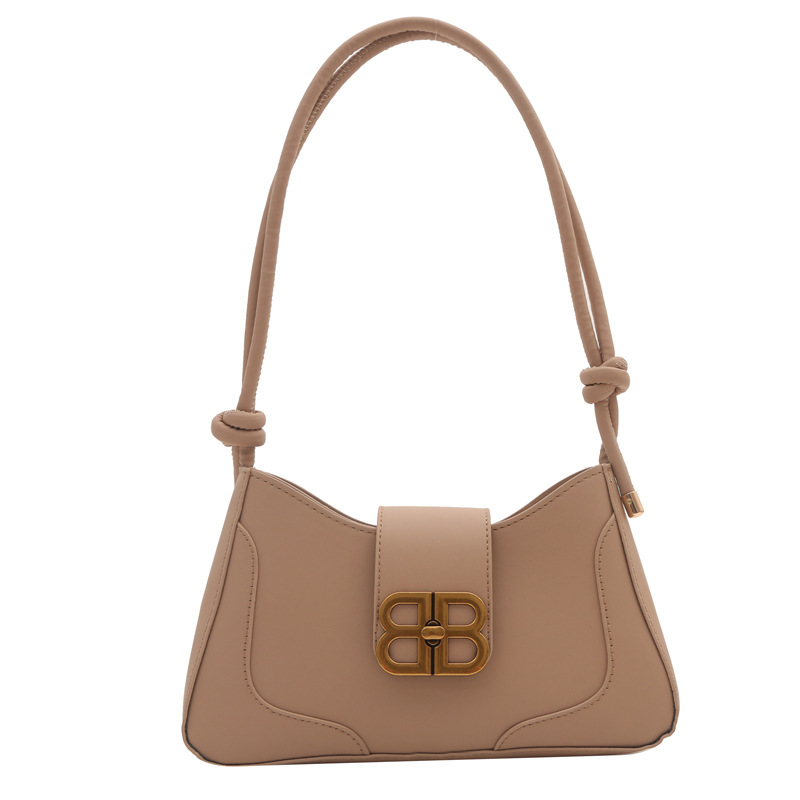 Underarm bag for women, 2024 new style European and American fashion quality crossbody bag, simple lock buckle soft leather French baguette bag Item Picture