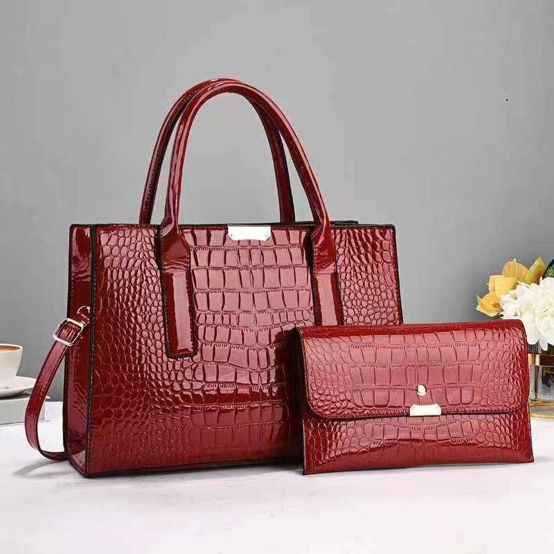 Women's bag 2024 European and American fashion mother-and-child handbag, crocodile pattern large-capacity tote bag, single-shoulder crossbody embossed women's bag Specification drawing