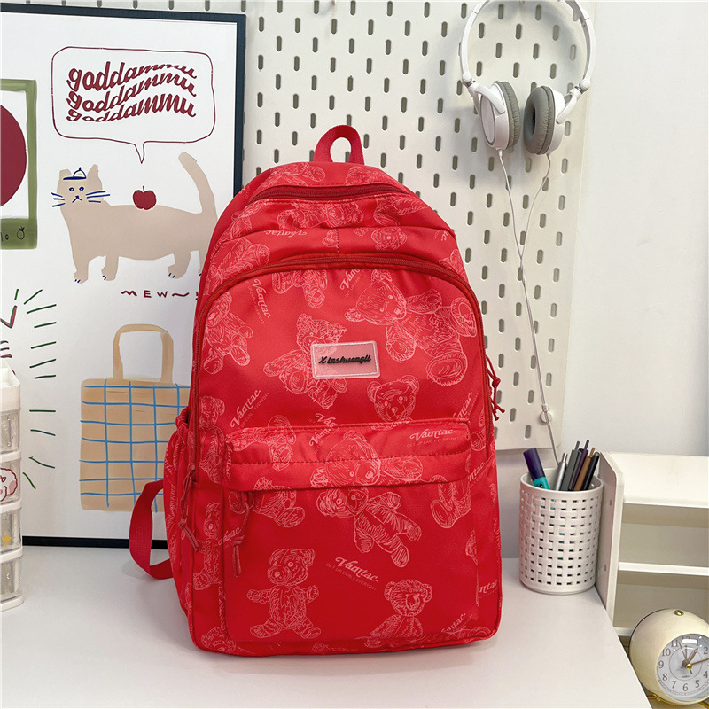 Fashion Backpack 2025 Summer New Style: Versatile and Cute bear crossbody Bag for junior and senior high school students full figure