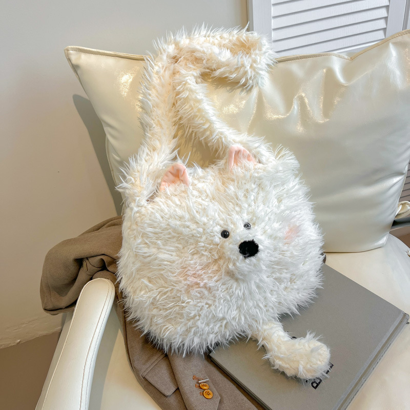 The fluffy women's 2024 new style backpack is cute, trendy and versatile. The single-shoulder bag has a large capacity and is a commuter crossbody bag full figure