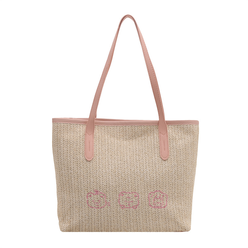 The 2025 new large-capacity woven tote bag is a versatile single-shoulder bag for women in summer and a high-quality patchwork commuting bag Item Picture