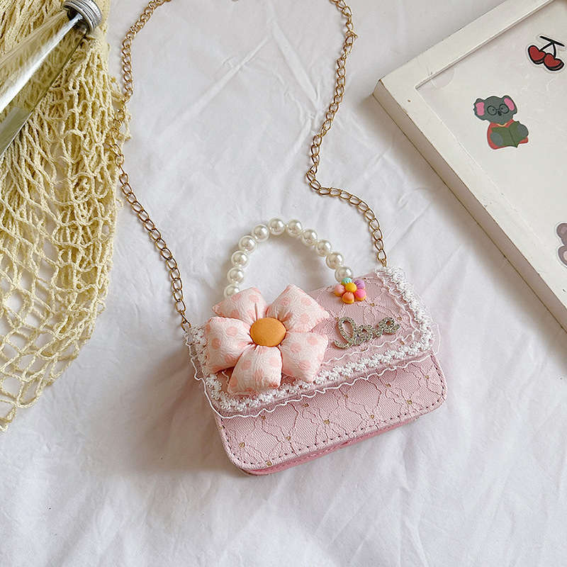 New stylish children's bags, girls' sequined crossbody bag, Korean pearl handbag, little girls' coin purse details Picture