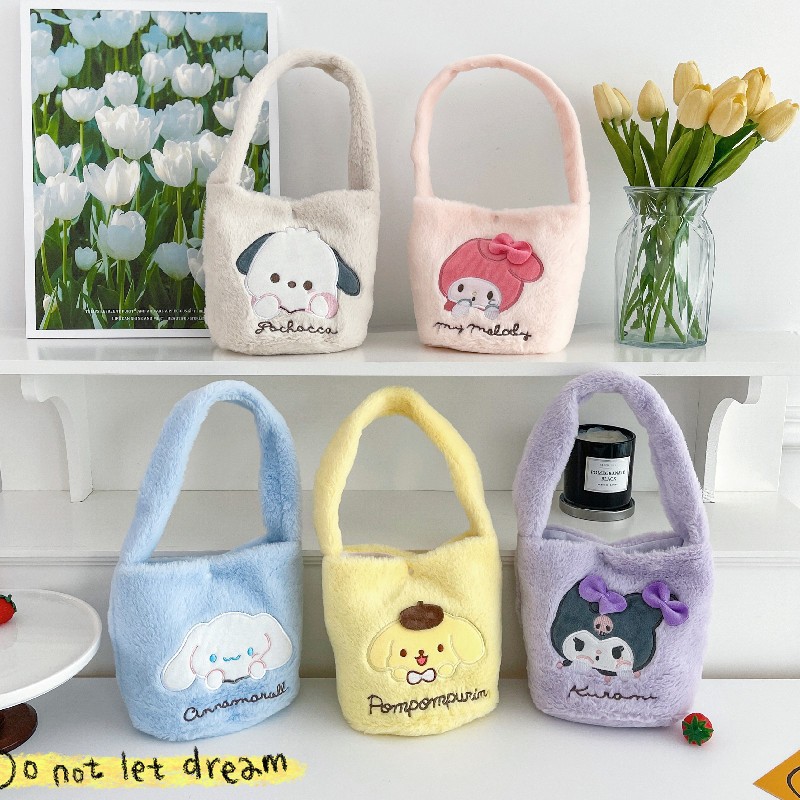 New plush bucket bag: Cinnamon Dog, Melody Pudding Dog, Kumi Cartoon soft and cute girlish handbag full figure