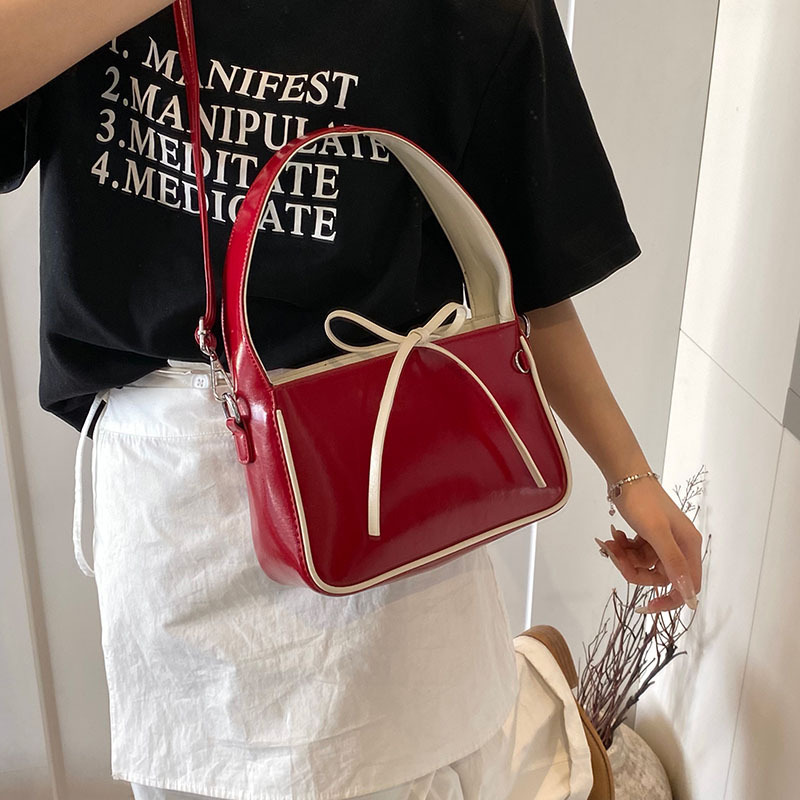 2025 New Korean-style simple bow handbag, a fashionable and versatile single-shoulder underarm bag for casual crossbody women Specification drawing