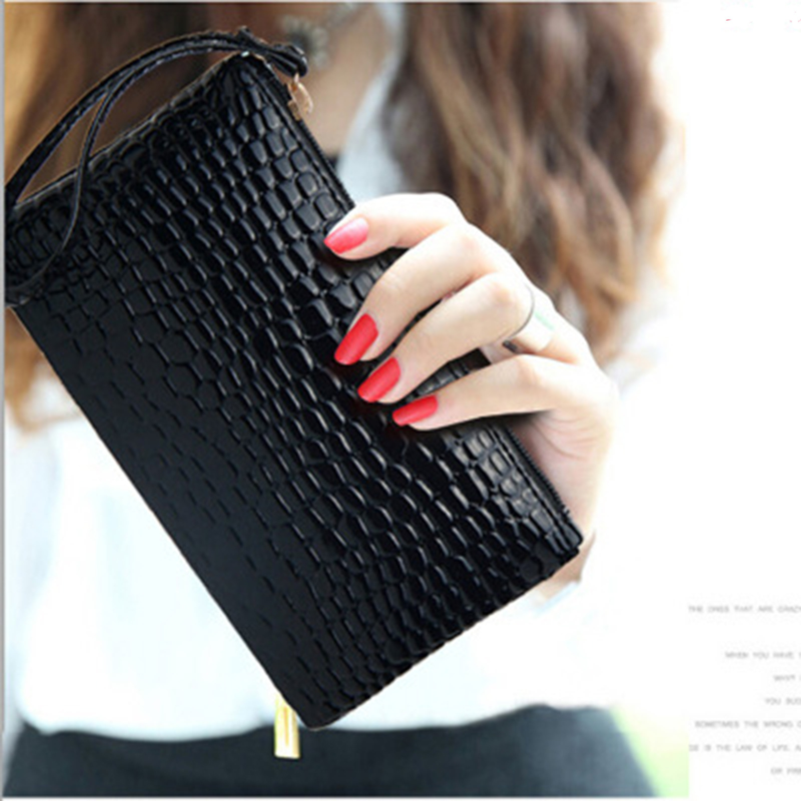 Crocodile-patterned PU small bags wholesale gift bags, clutch bags, fashionable coin purses, gift purses (special link for deposit) details Picture