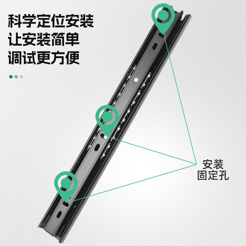 40-wide three-section drawer track, thickened silent pull-out cabinet steel ball slide rail, ball buffer damping guide rail slide Application Scenario