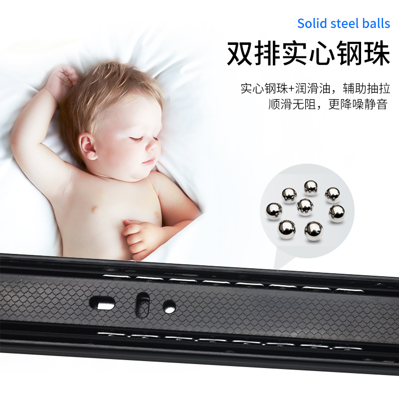 40mm wide thickened drawer track, silent steel ball slide rail, cabinet and wardrobe hydraulic three-section rail, side-mounted guide rail slide Application Scenario