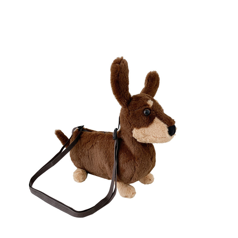 Plush bag, cute sausage puppy figurine bag, single-shoulder doll, mobile phone bag, cartoon children's crossbody bag, single-shoulder bag Item Picture