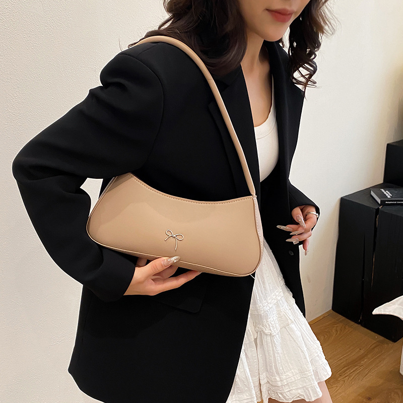 Bow summer fashion casual solid color fresh French 2025 new style stylish single-shoulder crossbody trendy underarm bag Specification drawing