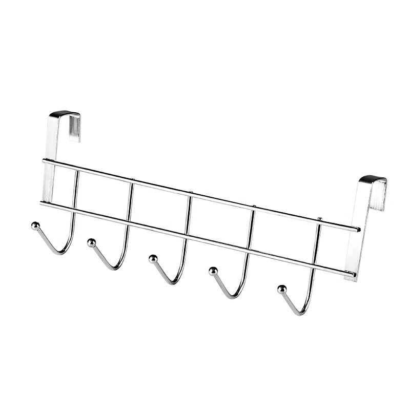 Stainless steel cabinet door rear hook without drilling, kitchen spatula and soup spoon storage rack, bathroom door back storage and draining rack Item Picture