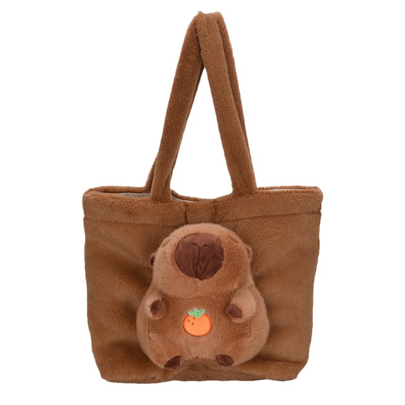 New Capibara plush toys, cute guinea pig handbag, doll, large-capacity single-shoulder bag, tote bag Item Picture