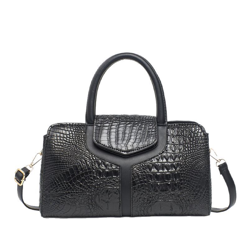 2025 New crocodile pattern spliced high-quality large-capacity cross-border single-shoulder crossbody solid color women's bag large bag Item Picture
