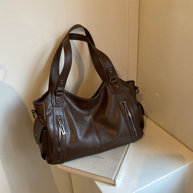 Women's tote bag, large-capacity crossbody bag, 2024 new retro, casual, versatile and high-end single-shoulder handbag Specification drawing