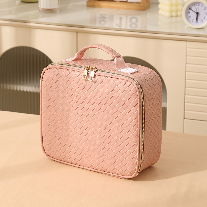 New PU mirror makeup box, large-capacity portable travel cosmetics storage box, makeup artist follow-up makeup box details Picture