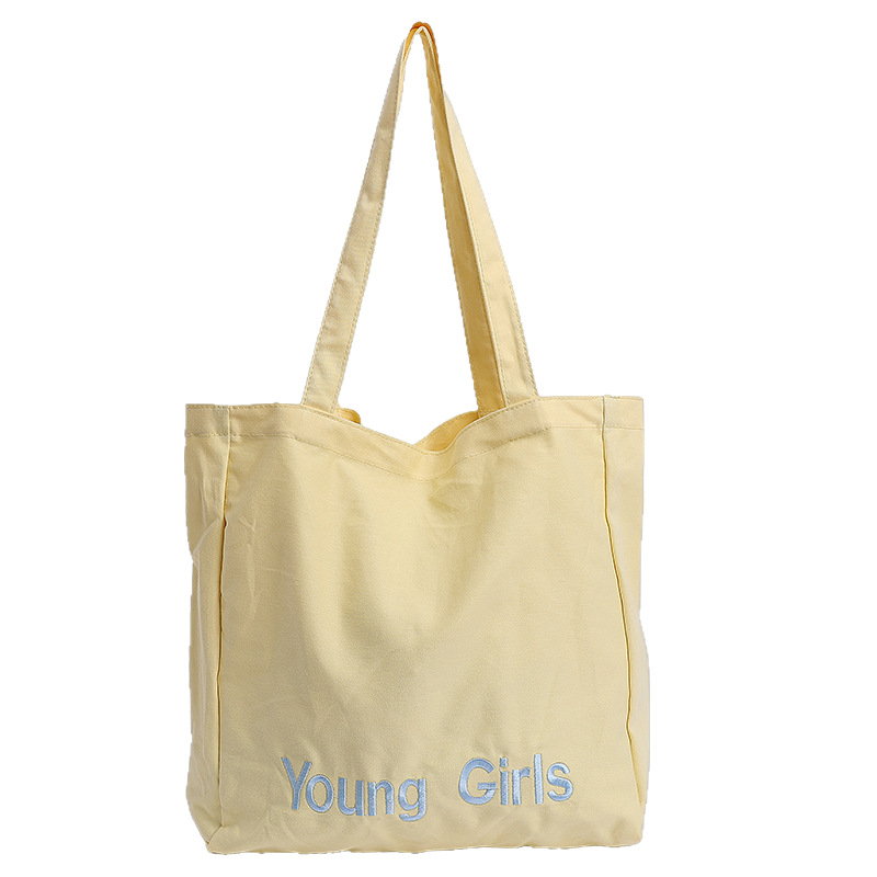 2025 New trendy lettered canvas bag for women with a laid-back style, large-capacity bucket bag, casual and versatile, fashionable single-shoulder bag Item Picture
