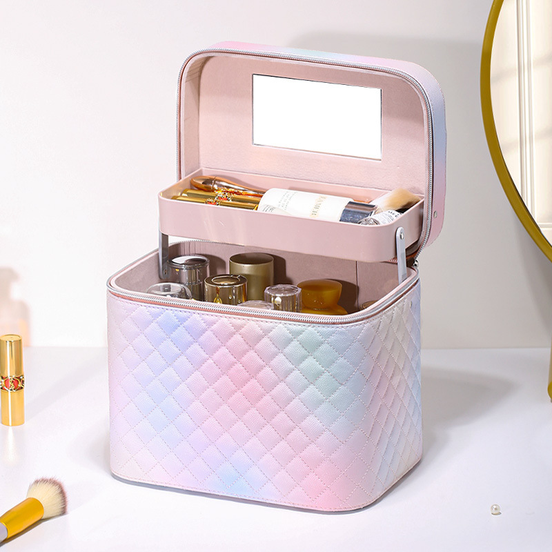 Factory direct sales of cosmetic bags, large-capacity suitcases, portable cosmetics, desktop storage boxes, multi-functional cosmetic cases full figure