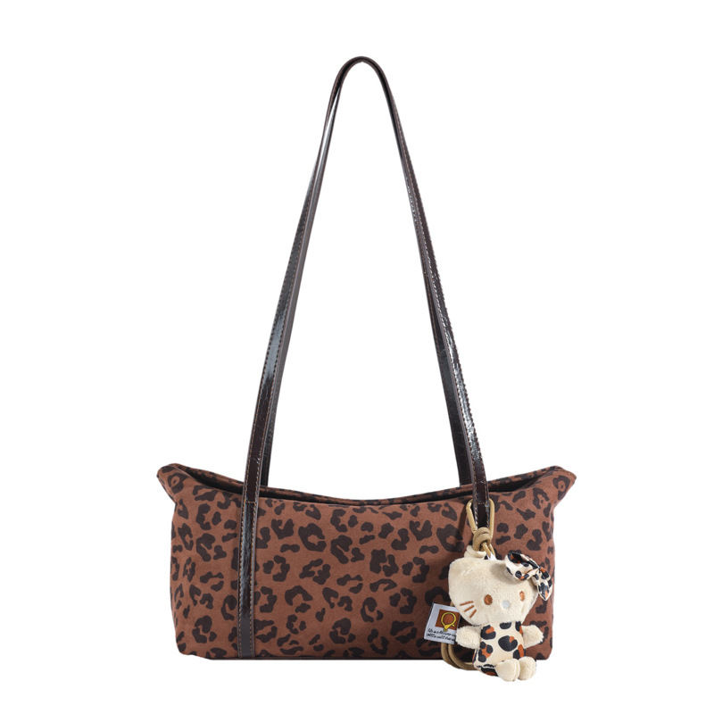 Retro niche leopard print single-shoulder underarm bag for women, 2024 new style, high-end, versatile and fashionable commuter baguette bag Item Picture