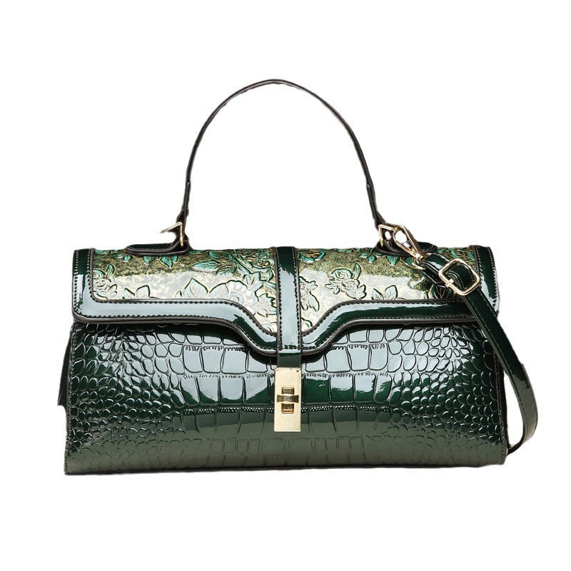 Shiny leather pillow bag 2024, women's bag, flip cover bag, noble print, trendy hand bag, shoulder bag with multiple layers, crossbody bag, mom Item Picture
