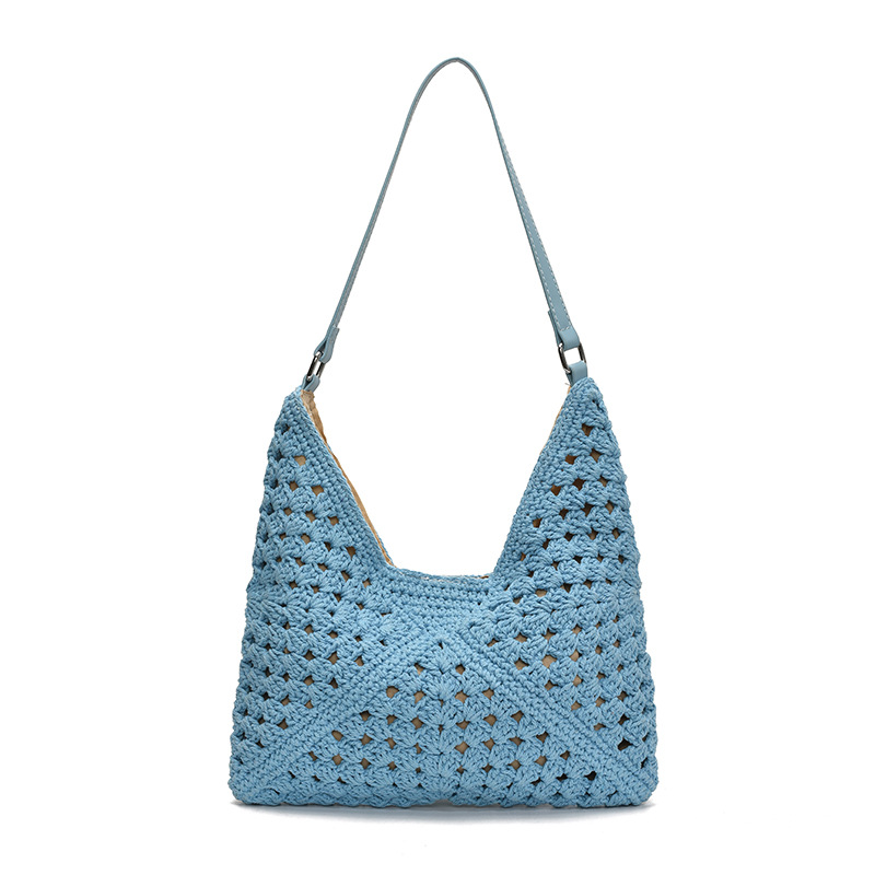 Hollowed-out best-selling woven large-capacity bucket bag for women 2025 new style seaside vacation beach straw woven versatile single-shoulder bag Item Picture
